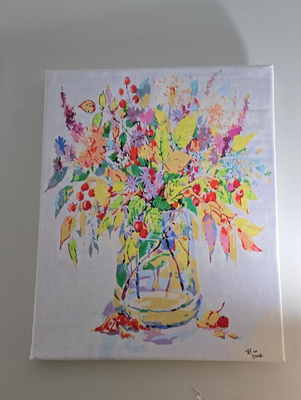 Floral Watercolor Bouquet Canvas Wall Art - Multicolor